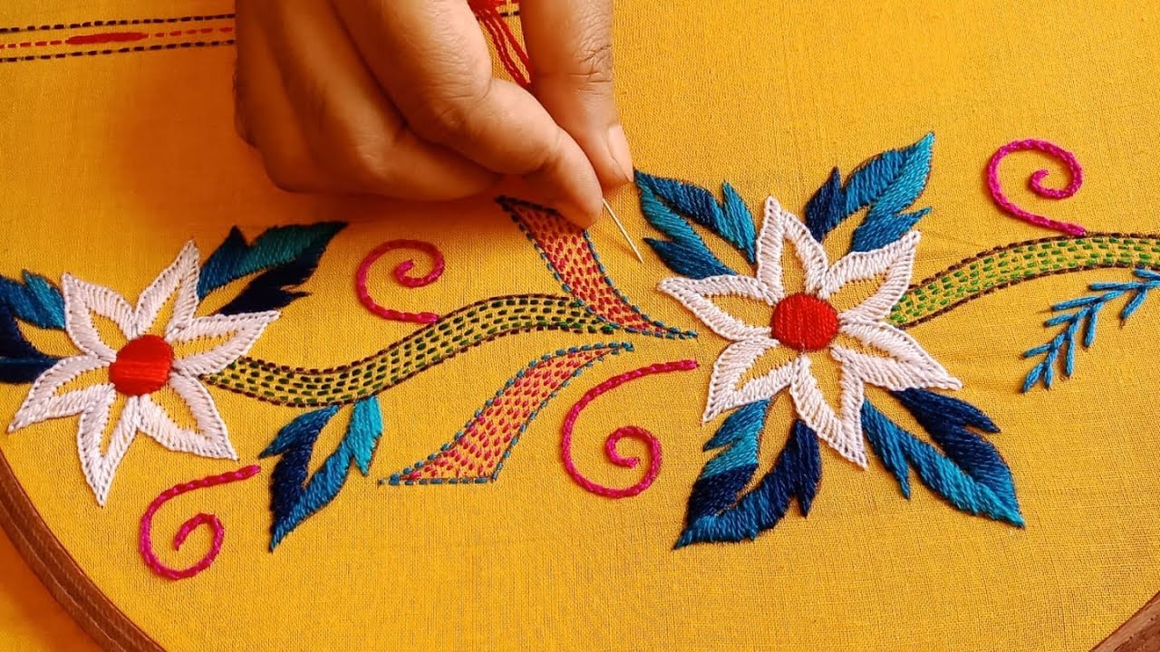 Hand Embroidery Designs Patterns Tutorial,Phulkari Borderline Embroidery-65,Nokshi Kantha Stitch-172