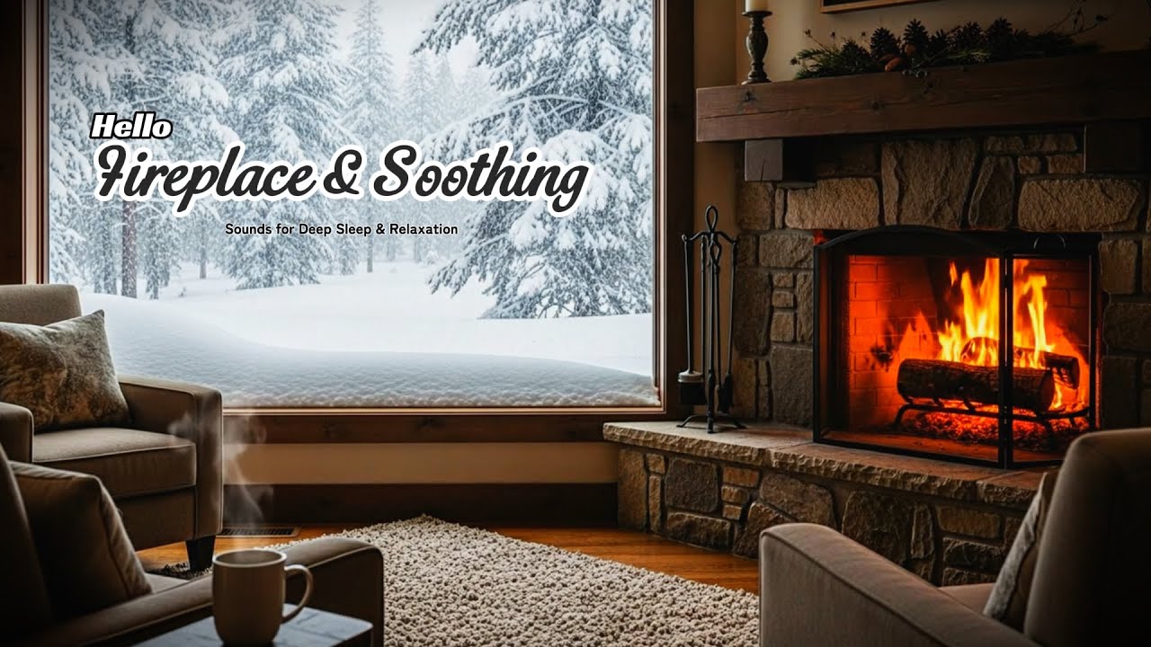 LIVE 🔴 Fireplace Crackling with Winter Snow ❄️ Calm Ambience for Sleep & Study
