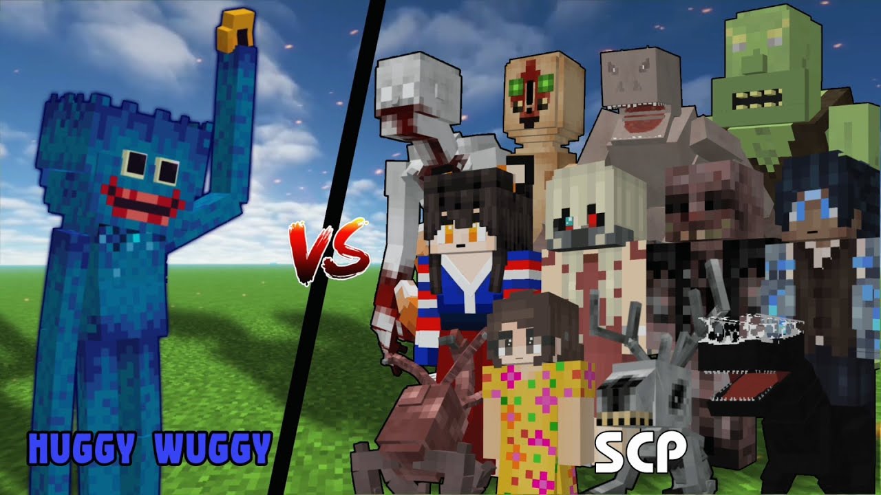 Huggy Wuggy From Poppy Playtime VS Scp's From SCP Foundation WHO WILL WIN?? ADDON FIGHT MCPE