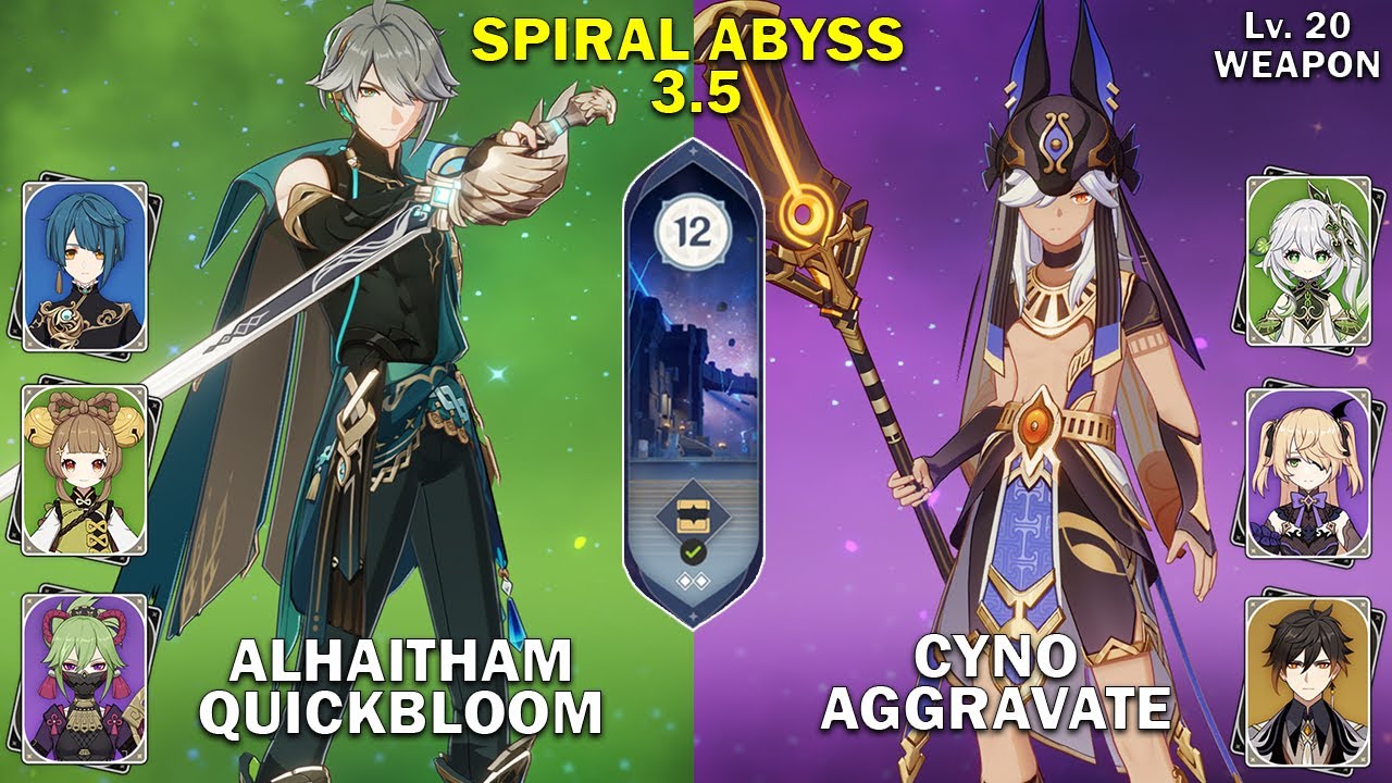 Alhaitham Quickbloom & Cyno Aggravate | Spiral Abyss 3.5 - Floor 12 - Full Stars| Genshin Impact