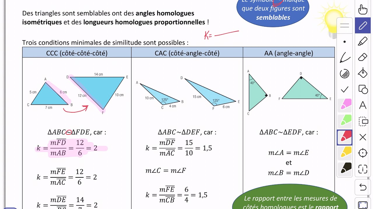 V3.2 Conditions minimales de similitude de triangles