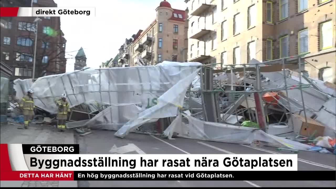 Kaos och ödeläggelse när byggställning rasade i centrala Göteborg - Nyheterna (TV4)