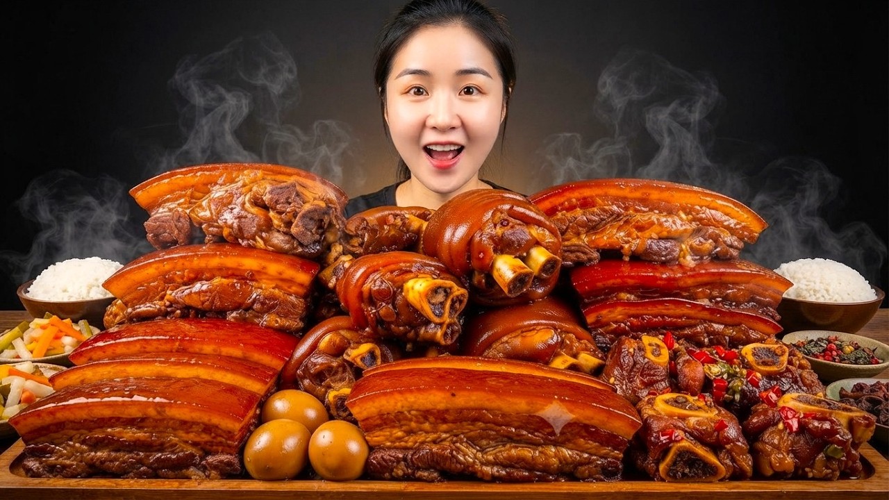 ASMR Chinese Food Mukbang: Braised Pork Elbow, Giant Pork Belly! Massive Eating Videos | 食べ | 吃播