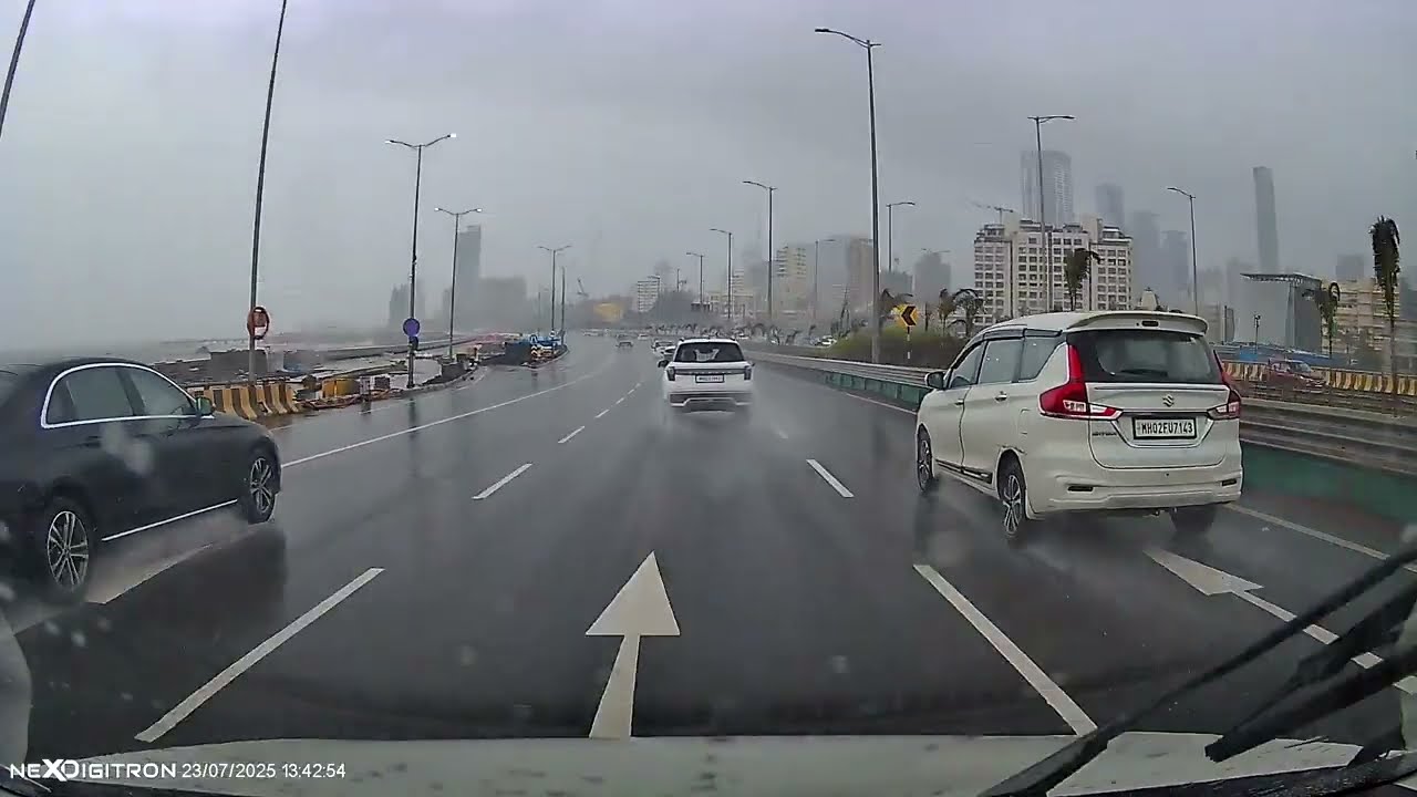Monsoon Drive: Mumbai Coastal Road in Heavy Rain