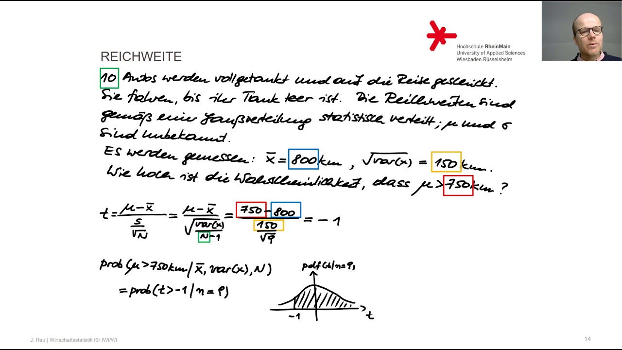 45.Anwendung der Student-t Verteilung: Reichweite