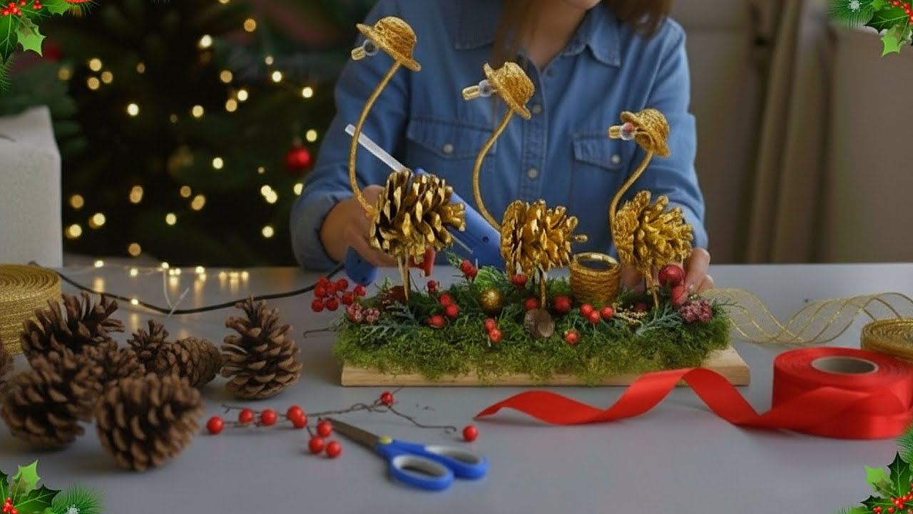 16 Affordable Christmas/Holiday Decoration ideas from Pine Cones | DIY Christmas craft idea 81☃️