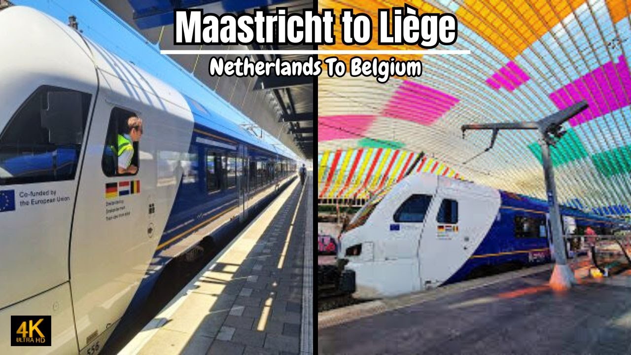 Train travel from Maastricht 🇳🇱 to Liège Belgium - 4K HDR