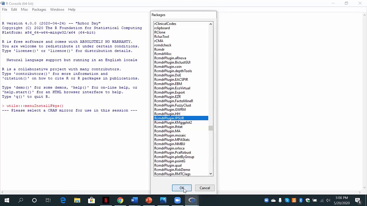 R Commander - Assisting a Student Installing R Commander on a Windows System.