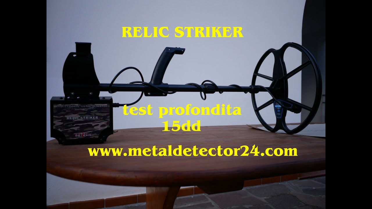 metal detector detech relic striker prove profondita' video test con bobina da 15dd