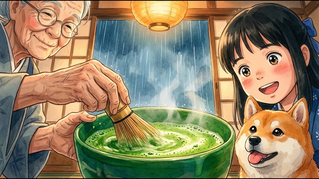 Cozy Rainy ☔ Afternoon in Japanese Tea House: Tea With Grandmother & Shiba Inu | Ghibli Unwind ASMR