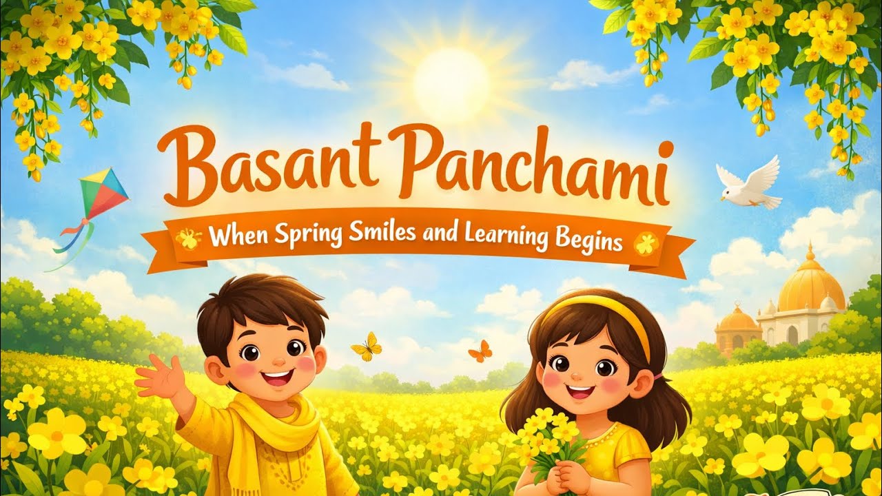 Basant Panchami for Kids 🌼 | Spring Festival of Learning & Saraswati Puja | Jalebi Tales
