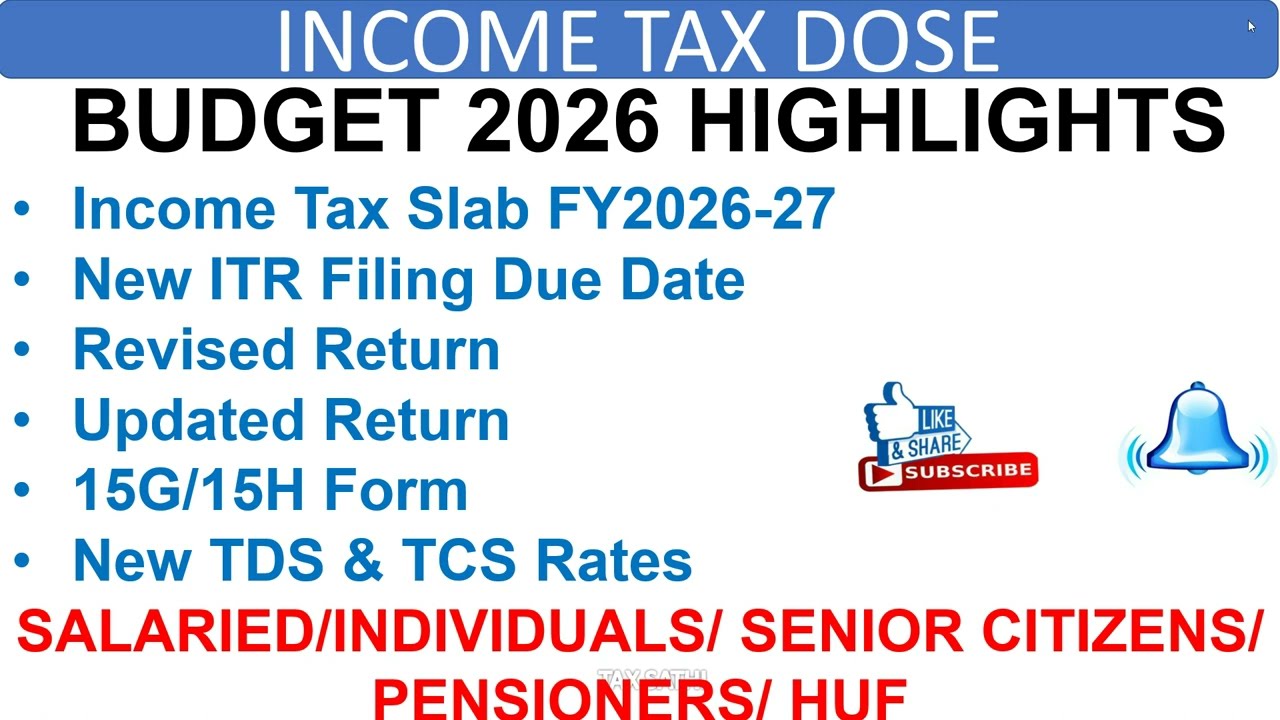 BUDGET 2026 | NEW TAX SLAB 26-27 | REVISED RETURN, UPDATED RETURN | NEW TDS/TCS RATES | NEW 15G/15H
