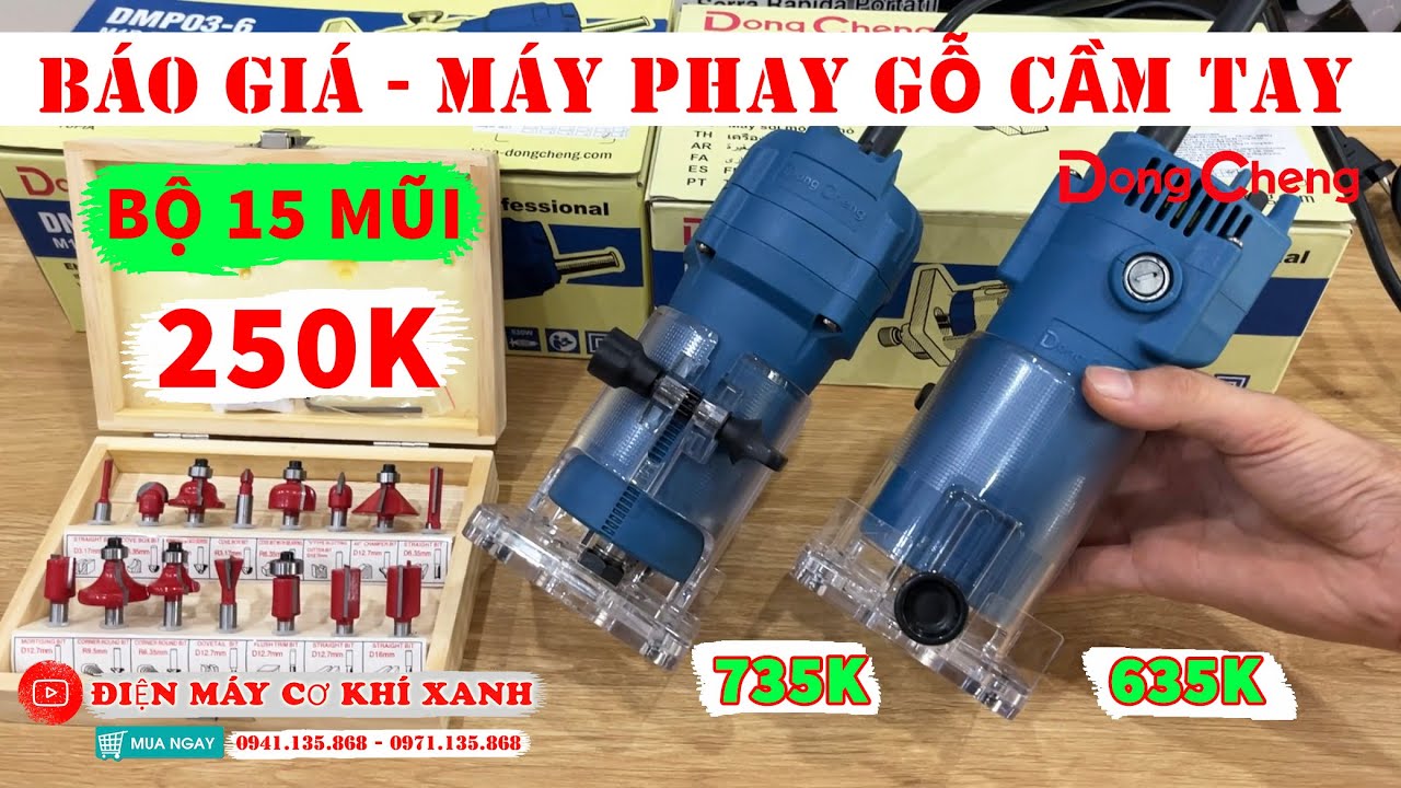 Mở Hộp Máy Phay Gỗ Cầm Tay DongCheng Cốt 6.35mm 350w & 530w