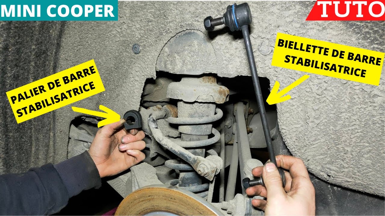 TUTO : MINI COOPER COMMENT CHANGER UNE BIELLETTE DE BARRE STABILISATRICE/PALIER BARRE STABILISATRICE