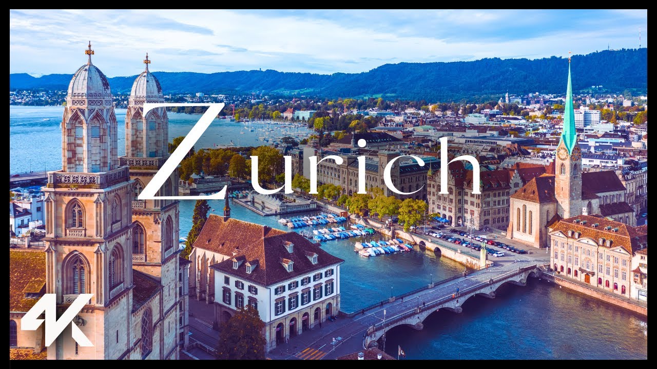 Цюрих, Швейцария 🇨🇭 Тур с дроном в формате 4K — потрясающие виды города с воздуха