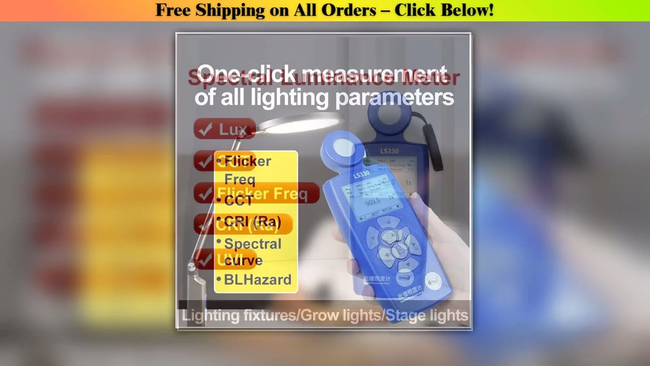 LS330 Spectral Illuminance Meter Luxometer Light Meter Digital CCT UVI CRI Ra Lx FC Flicker