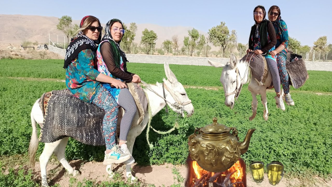 Nomadic lifestyle of Iran: Double  Donkey Riding