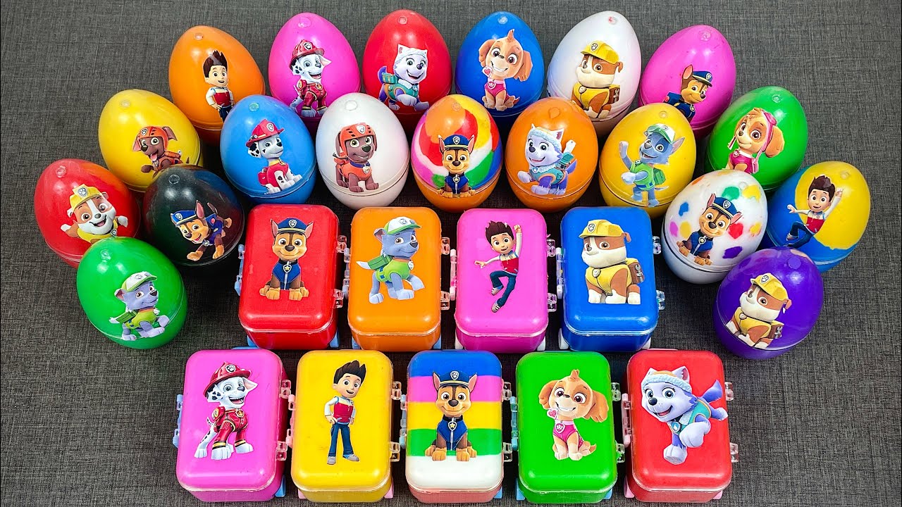 Digging Up Paw Patrol Clay With Dinasaur Rainbow Eggs: Chase, Marshall,...Satisfying ASMR Video