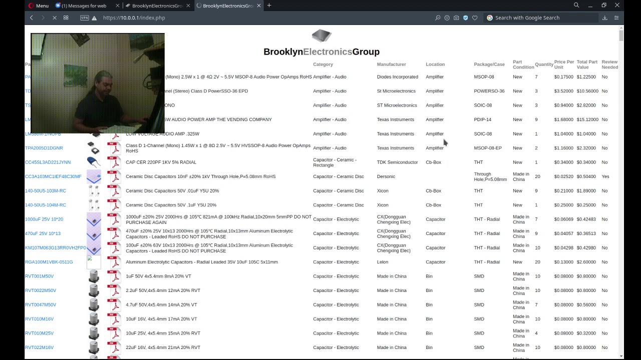 Nylon Hardware organizing and thoughts.  Custom Software PHP MySQL Database