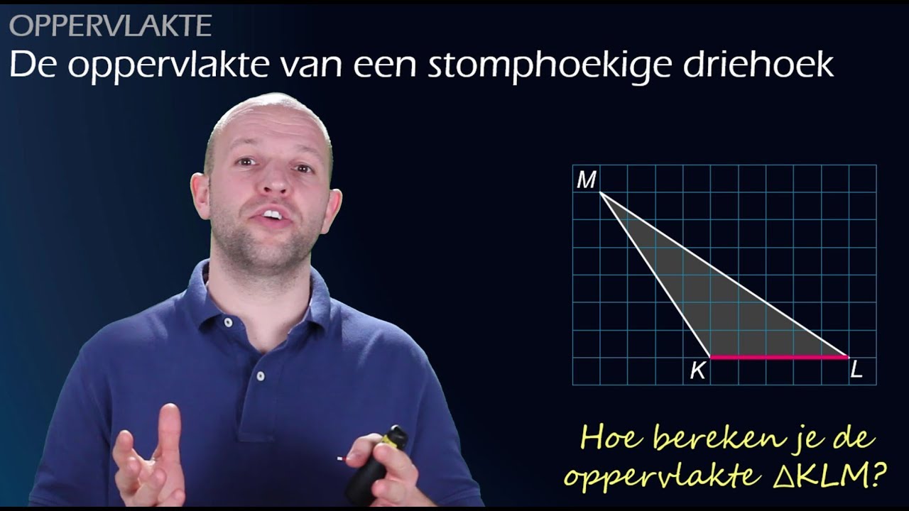 Hoe bereken je de oppervlakte van een stomphoekige driehoek? (havo/vwo 1) - WiskundeAcademie