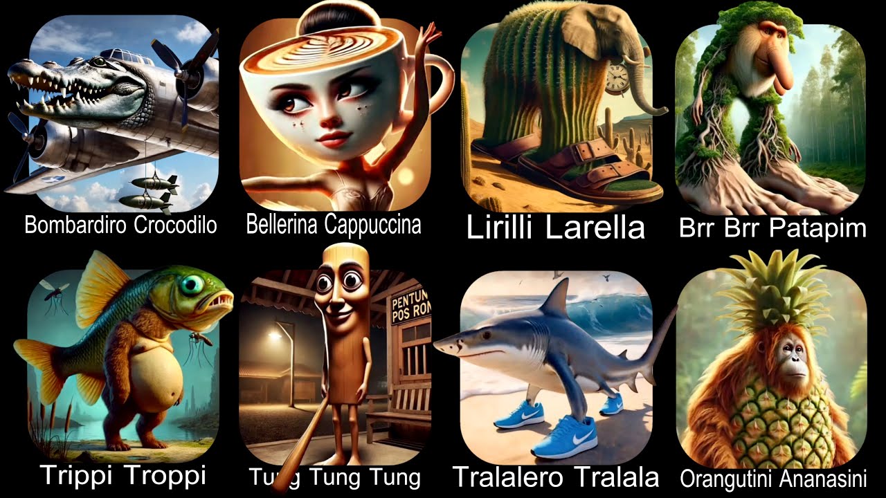Italian Brainrot,Bombardiro Crocodilo,Bellerina Cappuccina,Tralalero Tralala,Tung Tung Tung Sahur