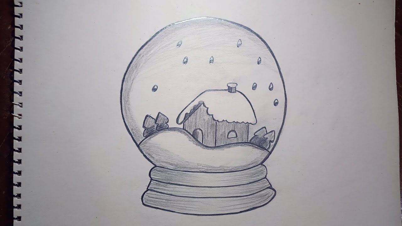 How to draw a globe - winter drawing - ideas for beginners 