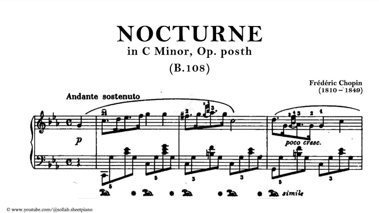 Frédéric Chopin – Nocturne in C Minor, Op. posth. (B.108) | Piano Sheet Music