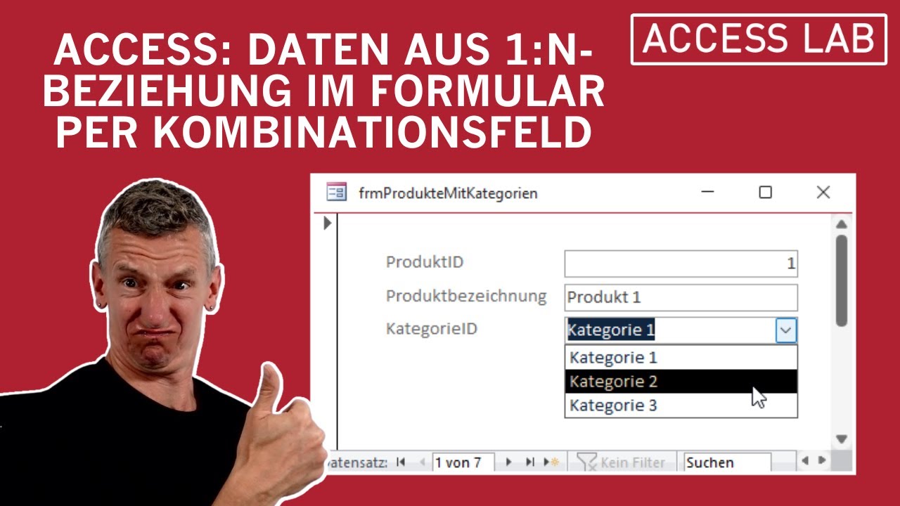 Access: 1:n-Beziehung im Formular per Kombinationsfeld