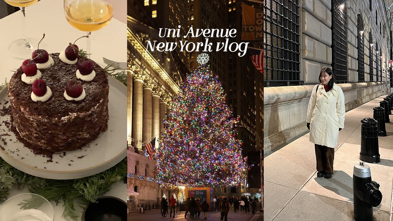 NY vlog. 크리스마스 인 뉴욕🎅🏻 블랙포레스트 케이크🍰 선물은 핑계고 사심채우기. 스케이트 타고⛸️ 먹기만하는 연말 브이로그