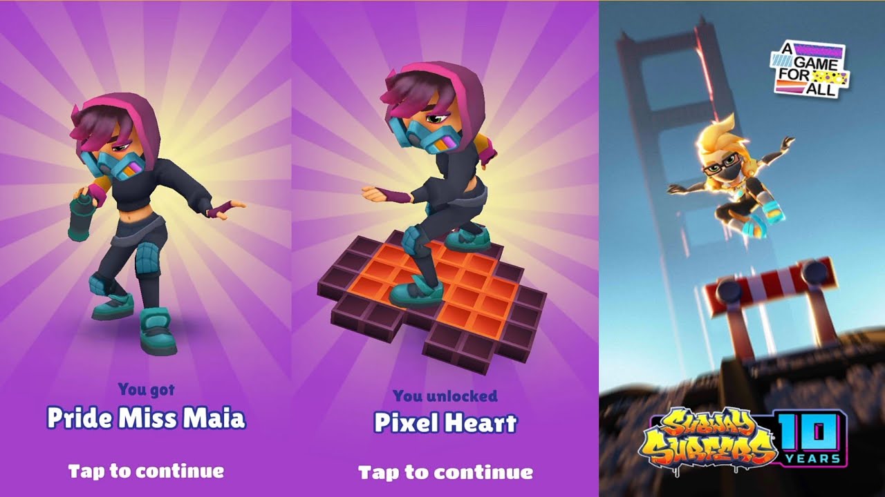 SUBWAY SURFERS SAN FRANCISCO 2022 : UNLOCKED PRIDE MISS MAIA and PIXEL HEART BOARD !!!