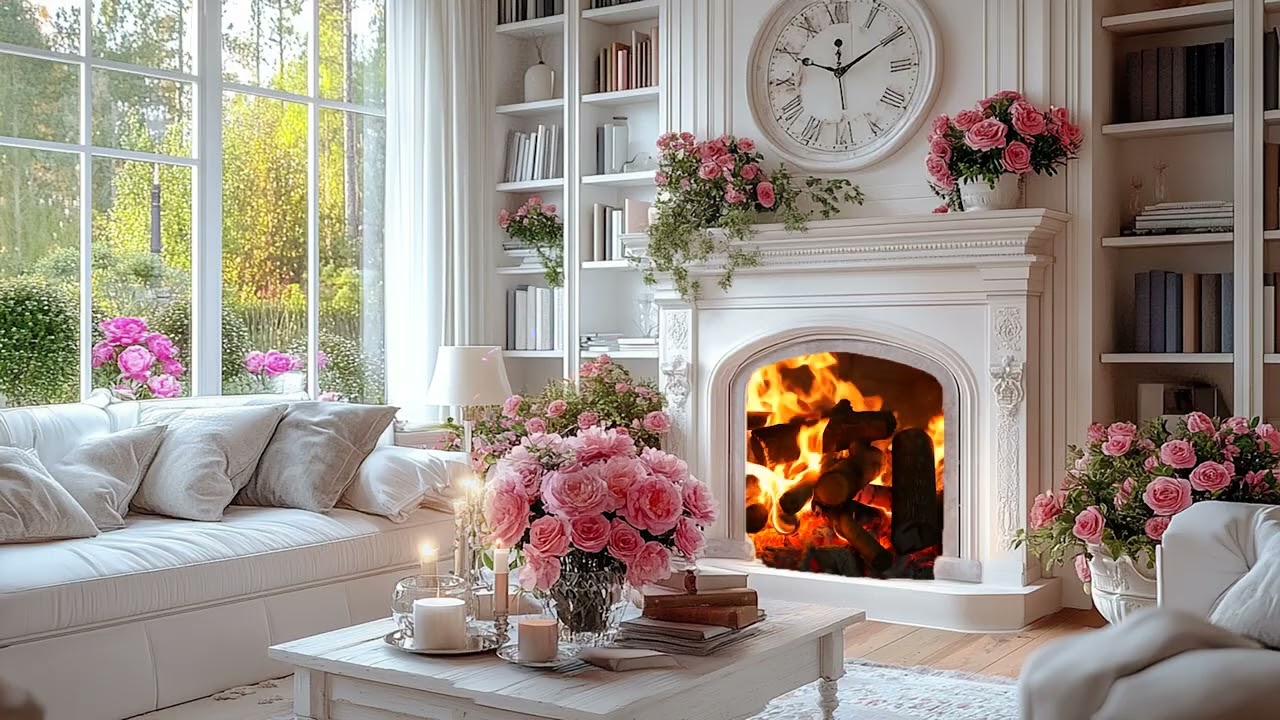 Peaceful Piano Music & Fireplace Sounds - Living Room Ambience for Deep Relaxation, Inner Peace