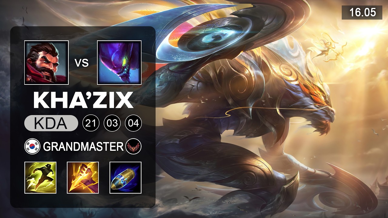 Kha'Zix vs Graves Jungle - KR Grandmaster - Patch 16.05 Season 16