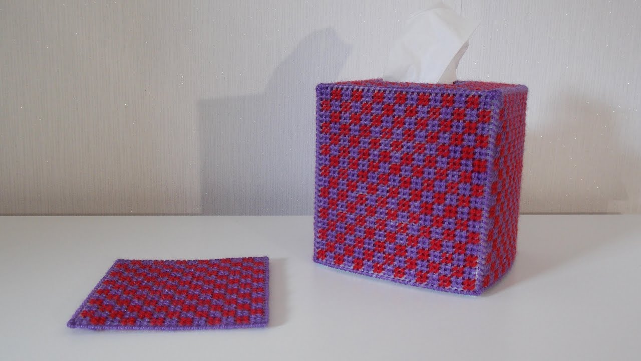 How to make a plastic canvas  Tissue box & Coaster