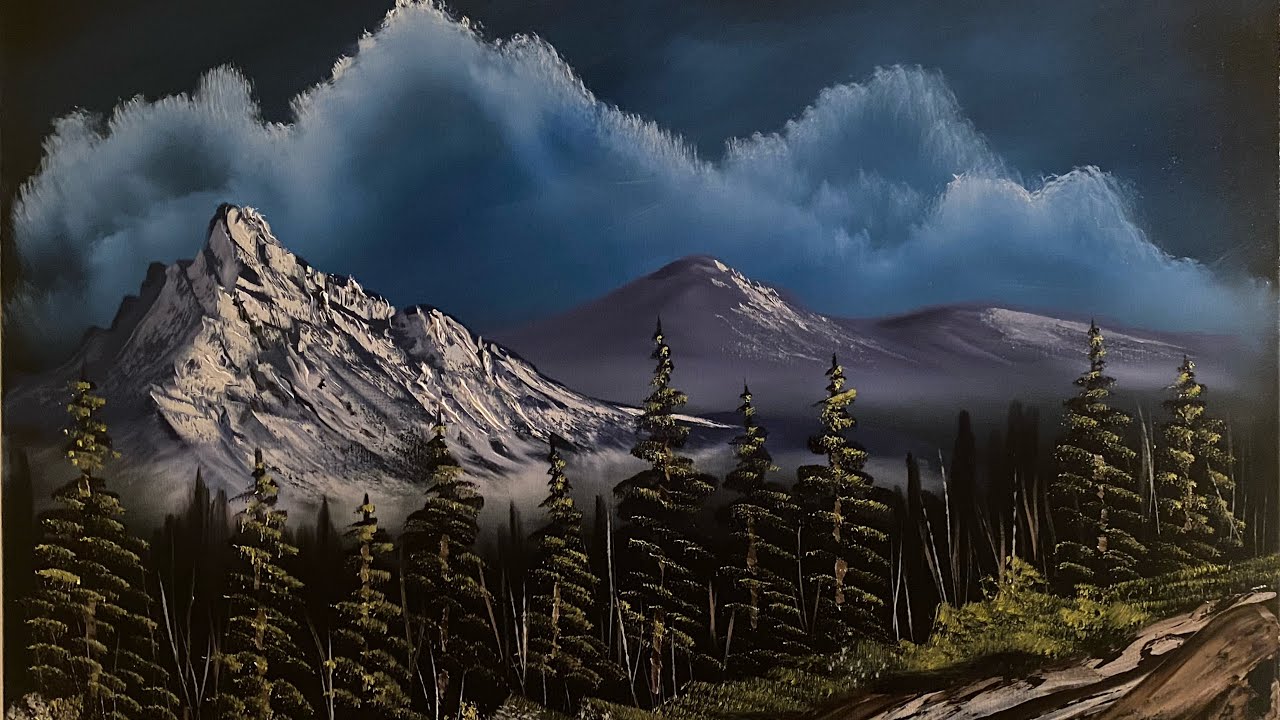 Black Canvas Mountain Landscape -  (Painting with Mike)
