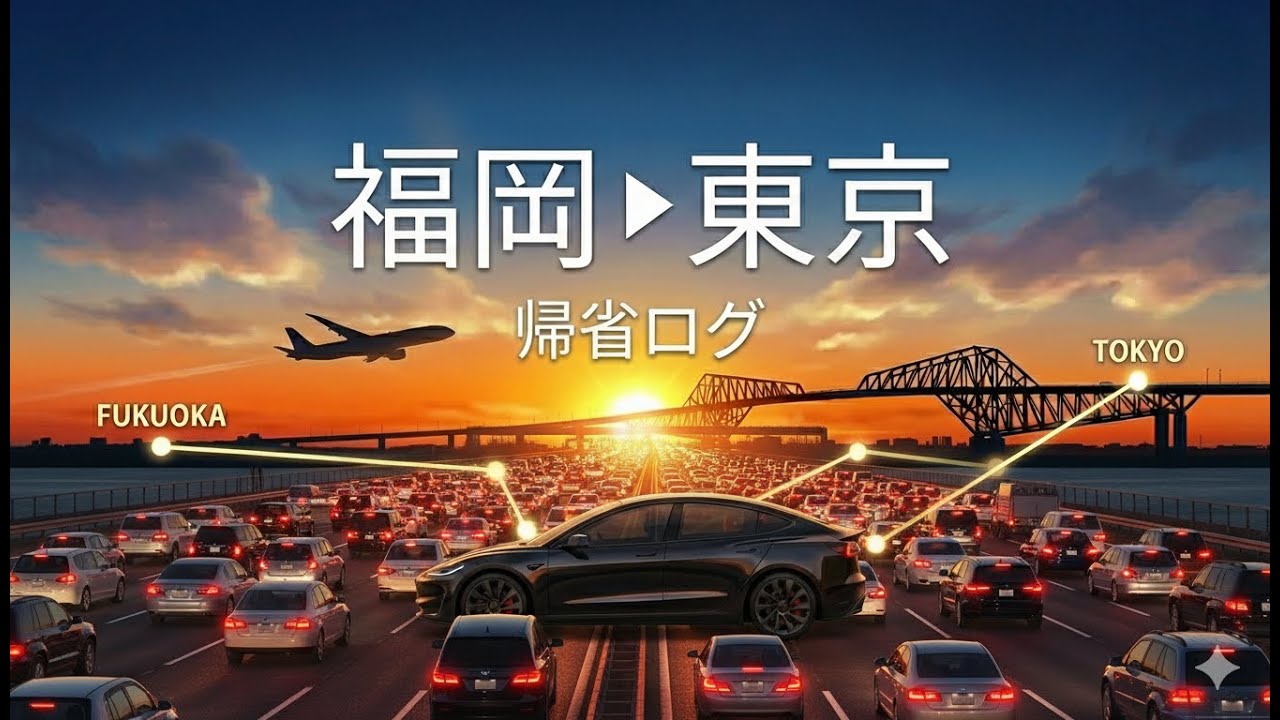 【テスラEVライブ】福岡→東京 ロードトリップ｜電気自動車で日本縦断・復路｜雪が降る中のドライブ  v3