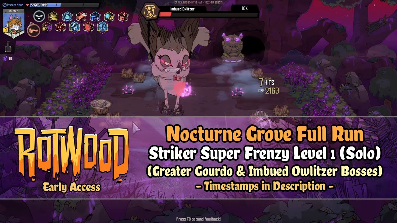 Rotwood Early Access - Nocturne Grove [Striker Super Frenzy 1] Solo Run (Imbued Owlitzer)