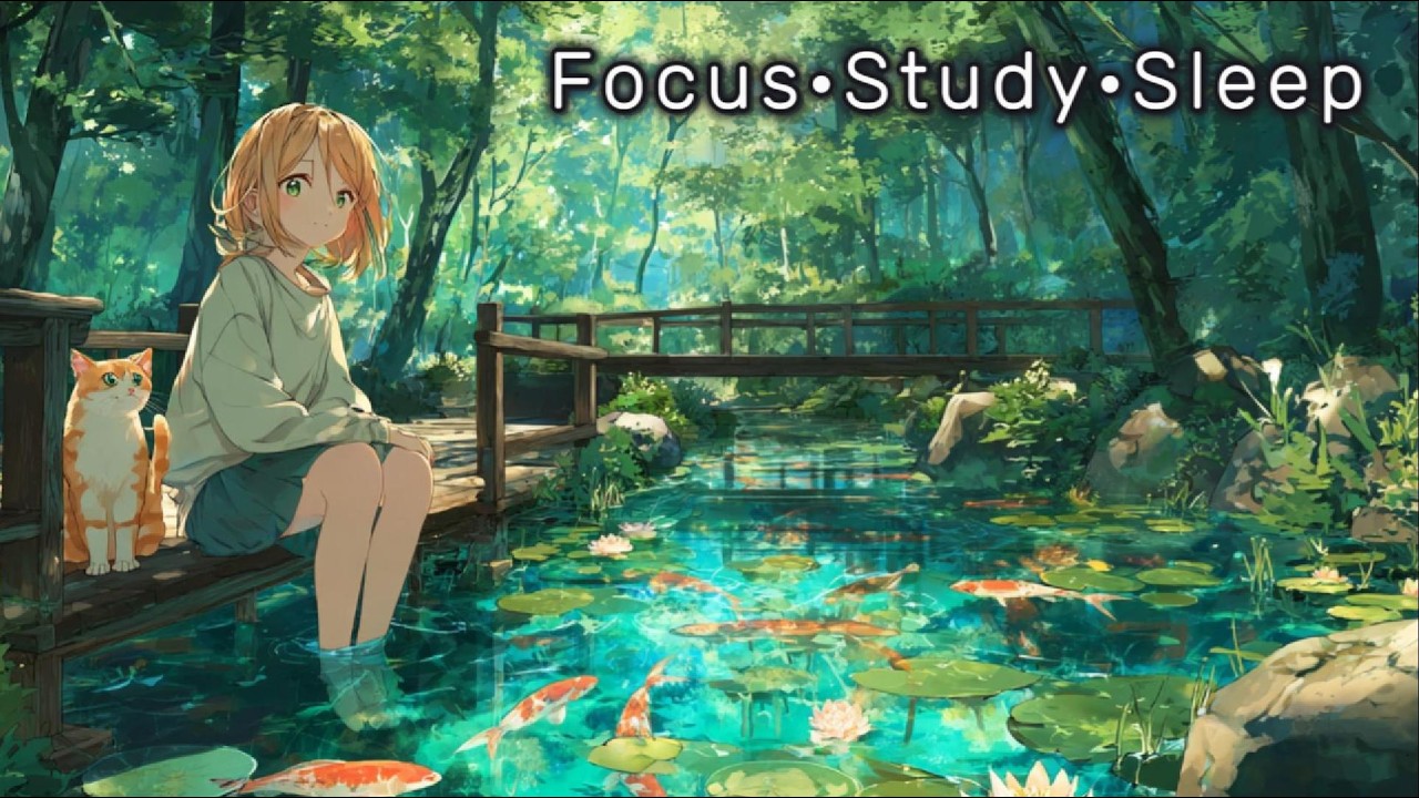 Deep Focus Music for Study & Sleep (3 Hours) | Quiet Koi Pond in a Sunlit Forest