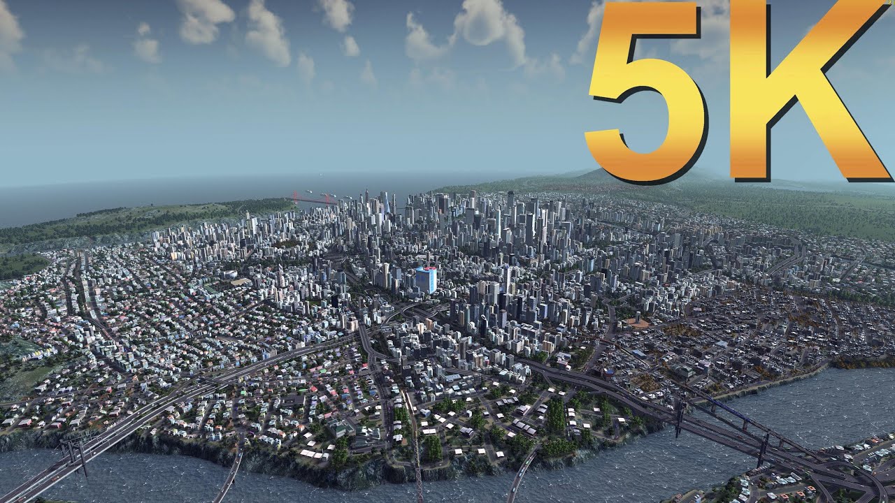 Cities Skylines 5K Gameplay City Overview High Resolution PC Gaming 4K | 5K | 8K and Beyond