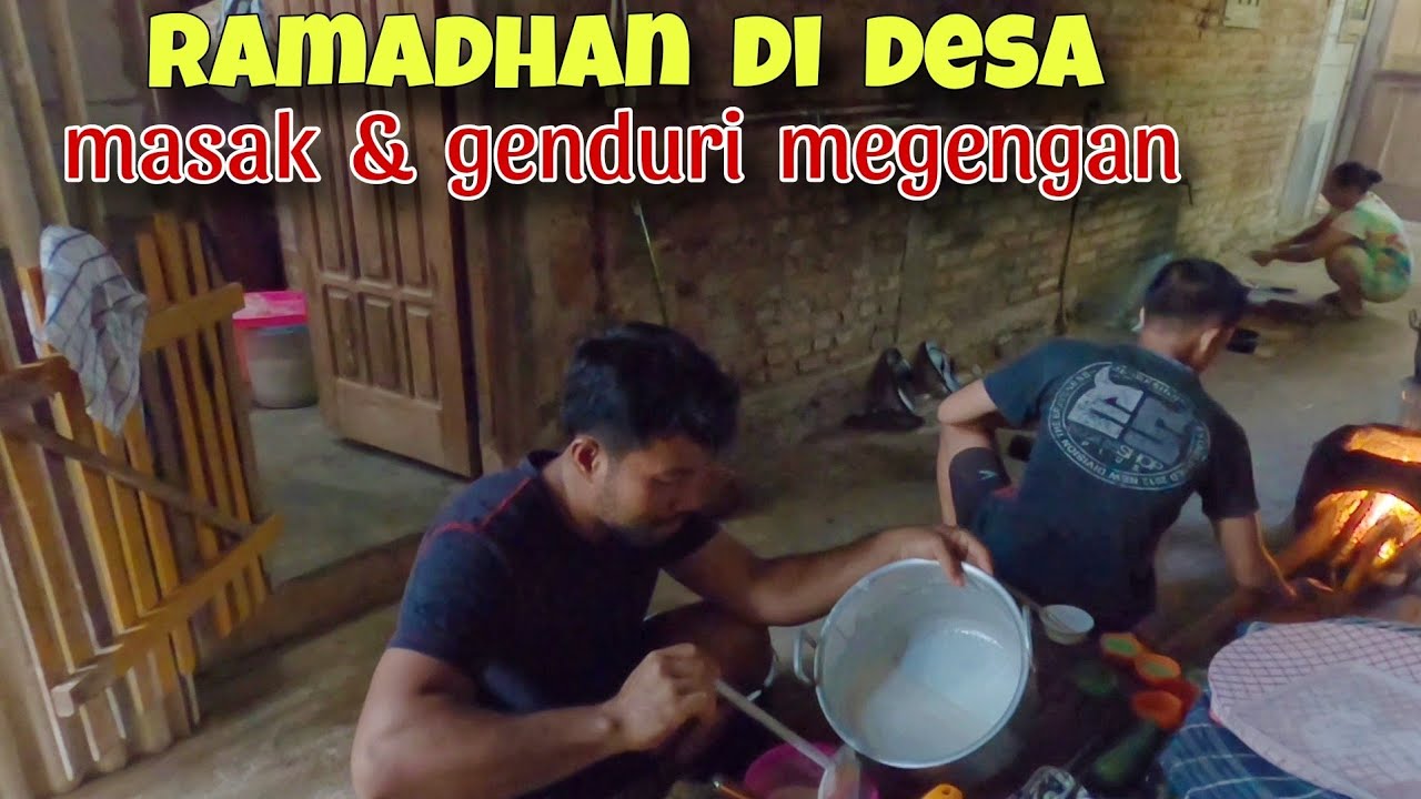 Masak - masak  membuat kue apem dan megengan menyambut ramadhan di kampung / mati lampu pas genduri