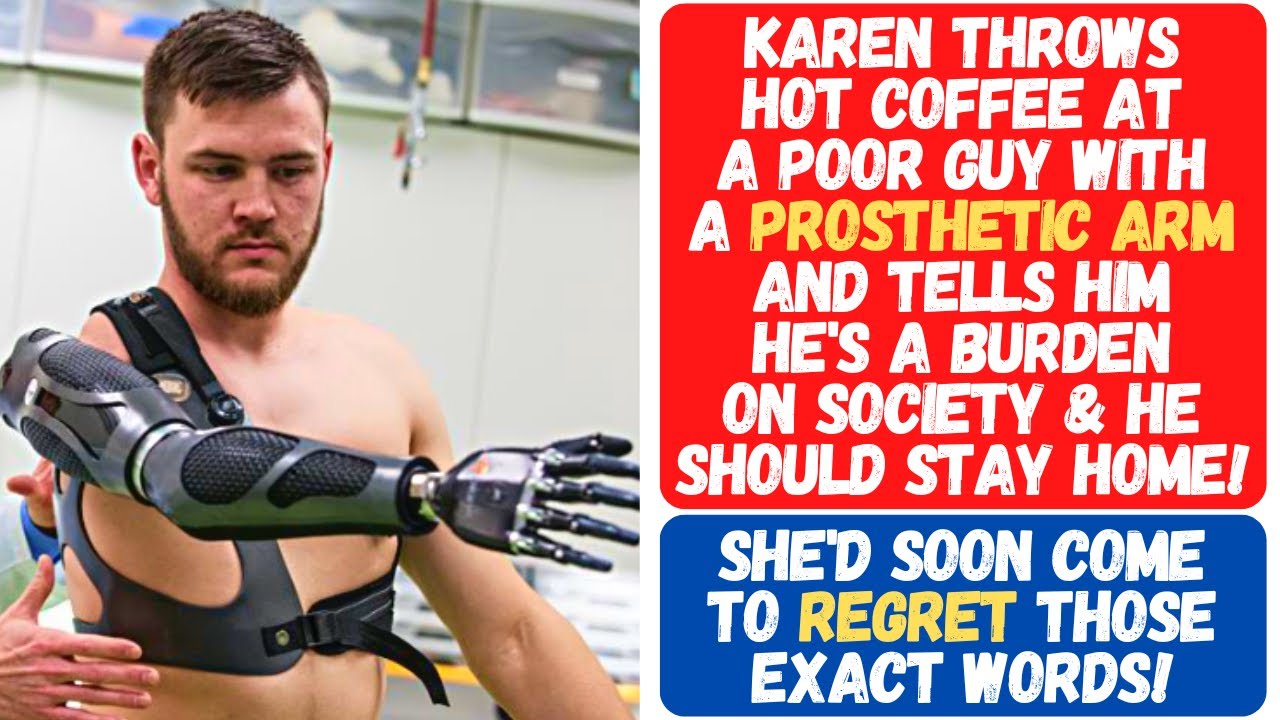 KAREN THROWS HOT COFFEE AT A DISABLED PERSON'S PROSTHETIC ARM TO DISABLE IT! REGRETS IT INSTANTLY!!!