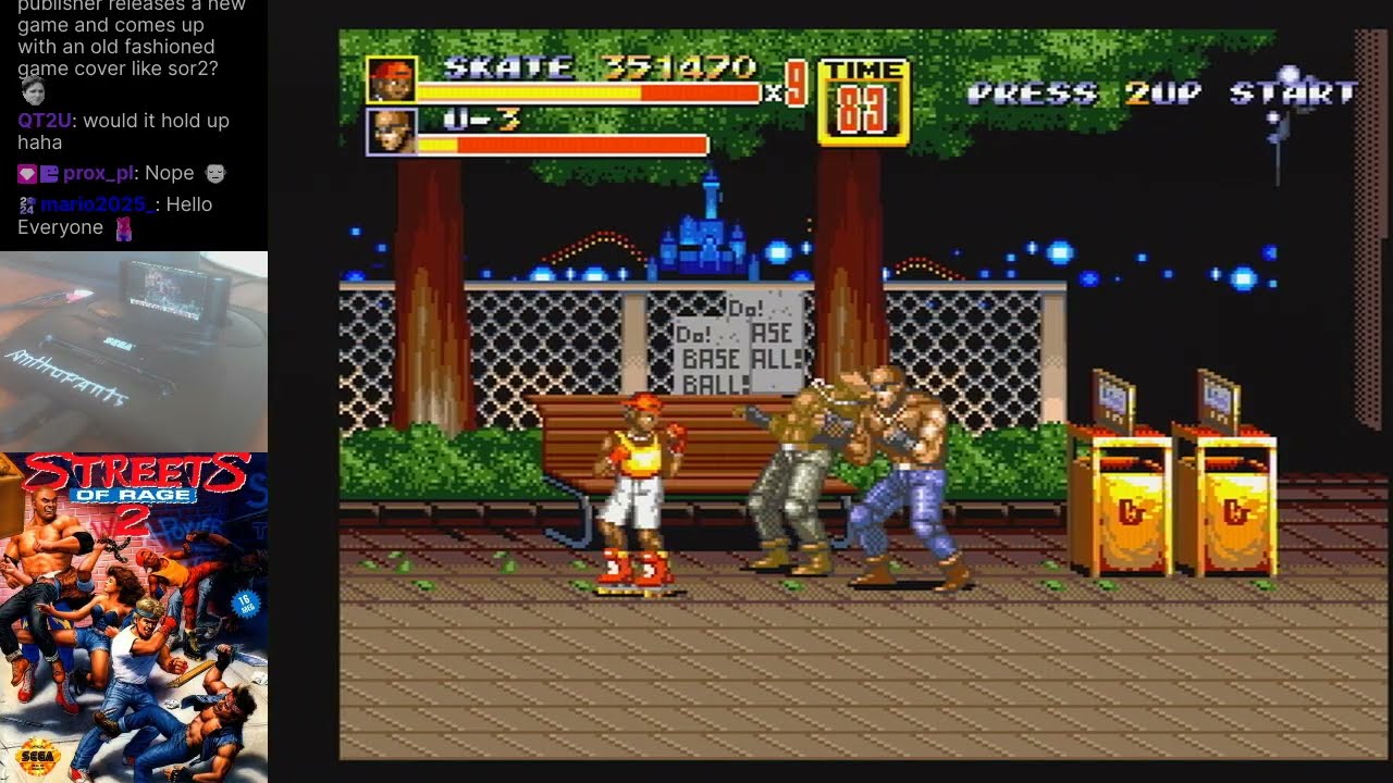 Streets of Rage 2 (Genesis NTSC-U) - Skate, Mania, 3 DEATHS run #2 (Original Cartridge)