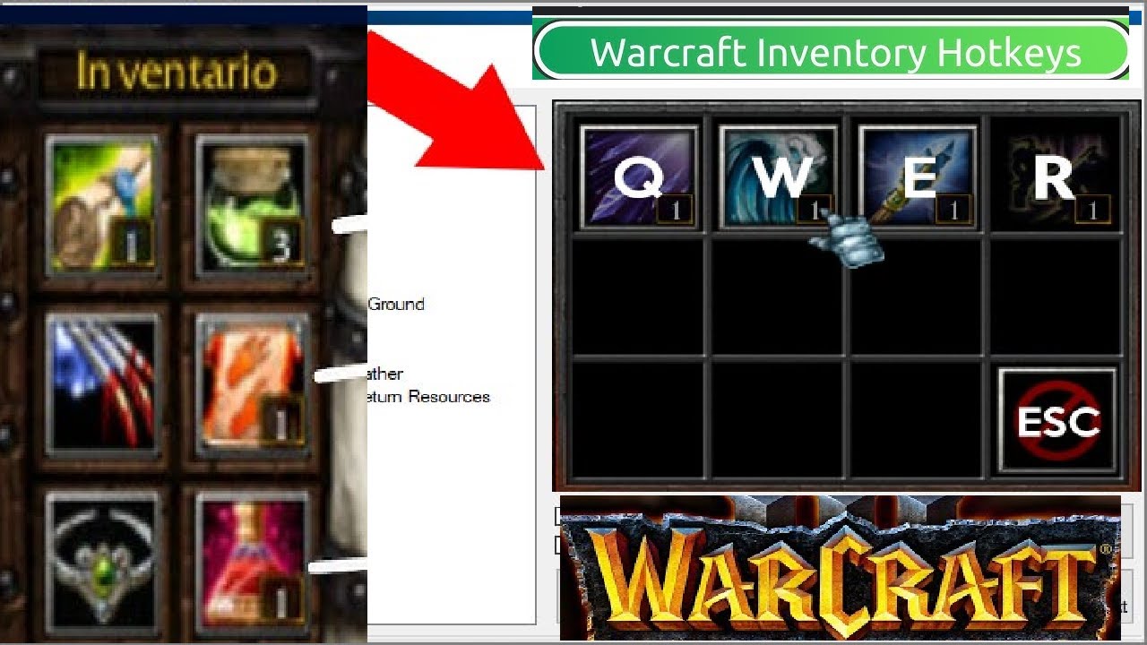 como configurar las teclas para los poderes QWER  y tambien para el inventario de items  warcraft 3