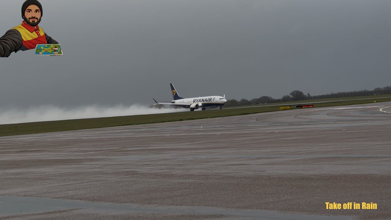 بارش میں گیلی رن وے سے پرواز | Wet Runway Take  #aviation #airportlife #shorts Off👨‍✈️💨🇬🇧