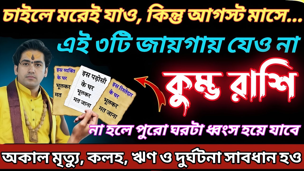 কুম্ভ রাশি♒ আগস্ট মাসে এই ৩টি জায়গায় ভুলেও যেও না, চাইলে মৃত্যু বরণ করো! সাবধান ♒ Kumbh Rashi।