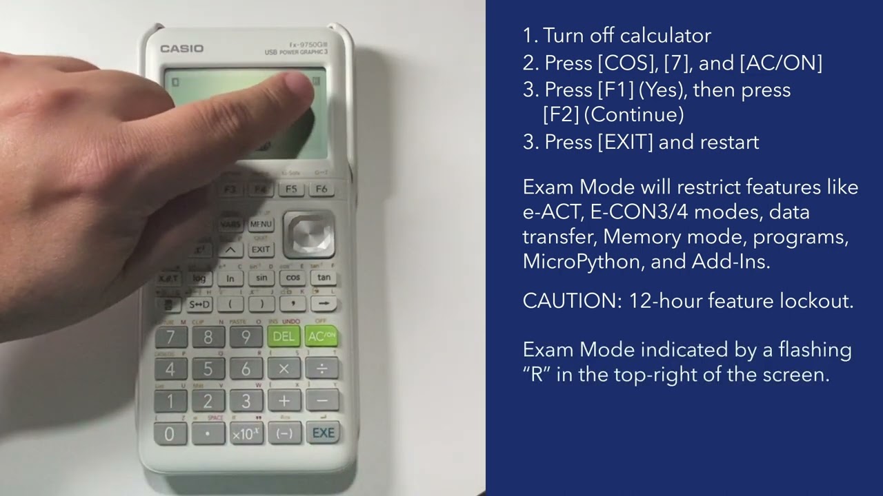 How to Enable Exam Mode on a Casio Graphing Calculator