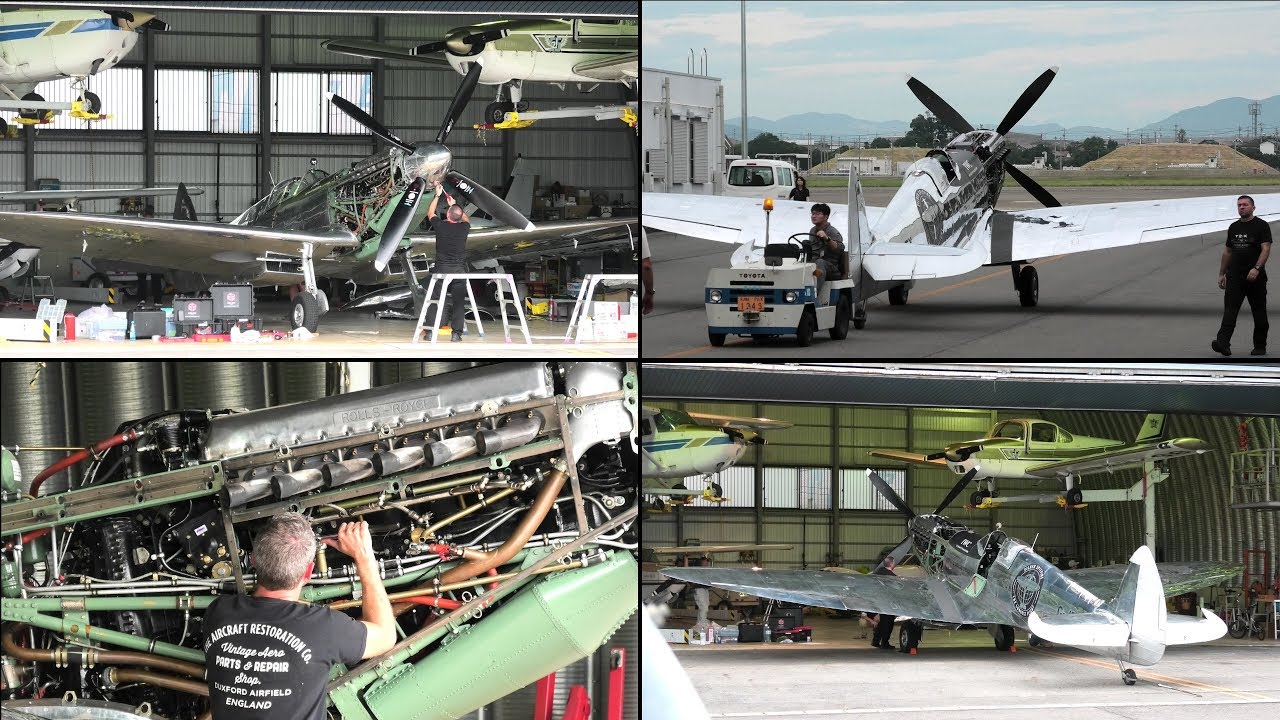 シルバースピットファイア「G-IRTY」「整備 ＆ 牽引の様子」名古屋空港 2019/10/11 &rdquo;Maintenance scene of Silver Spitfire.&rdquo;