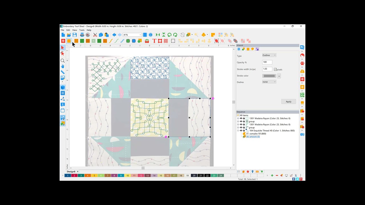 Design your quilting on a block image
