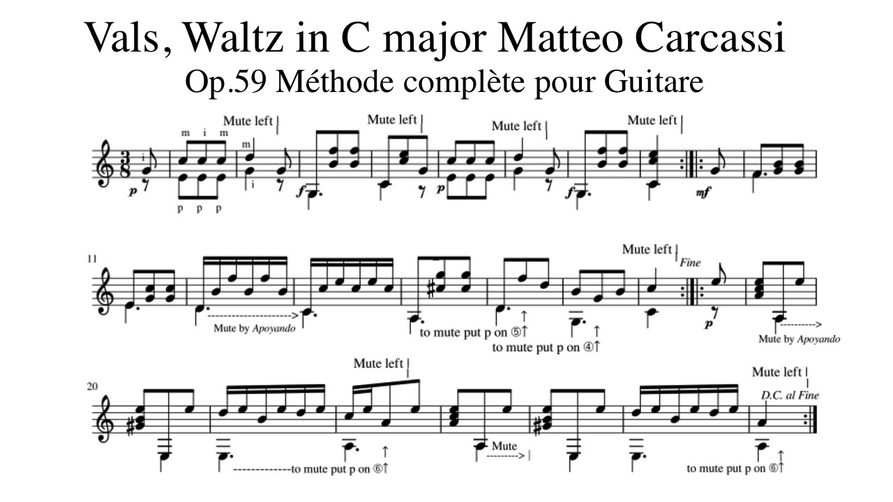 Matteo Carcassi Waltz in C Major Op.59 Méthode complète pour Guitare played by Kiankou