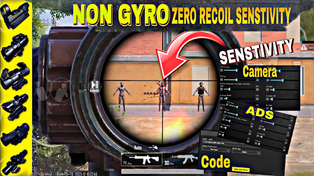 BGMI & PUBG ✅ Non Gyro Zero Recoil sensitivity 💥 2025 | All Guns All Scope Laser ⚡ Spray Sensitivity