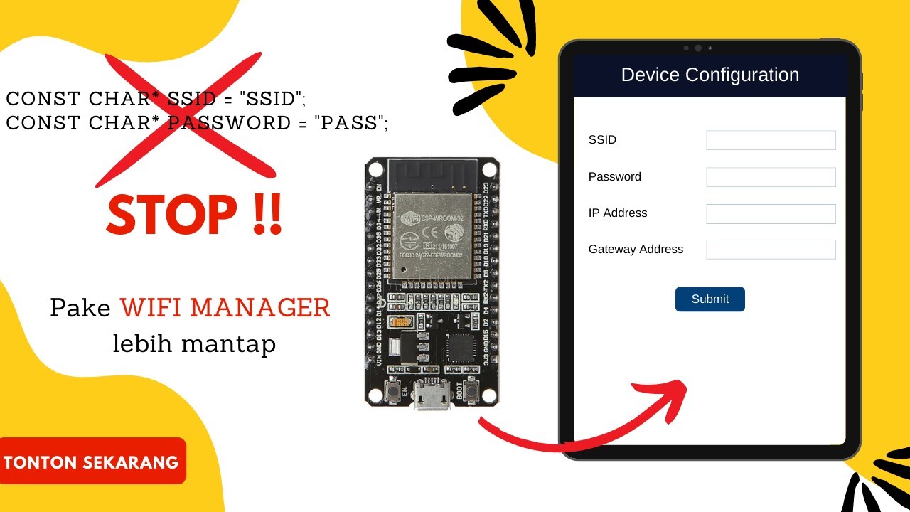 ESP32 Wifi Manager - Input SSID, PASSWORD, Static IP di Webpage Config